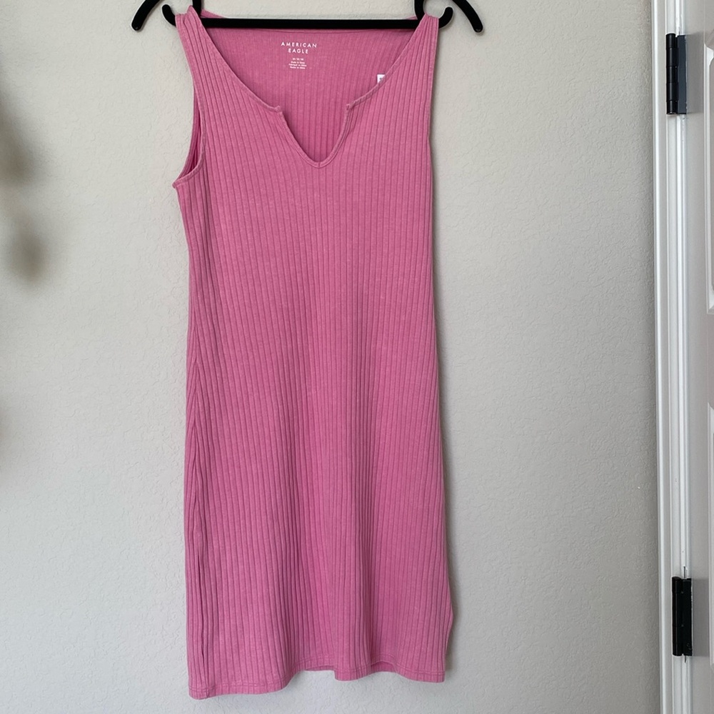 American Eagle Notch Neck Pink Midi Dress